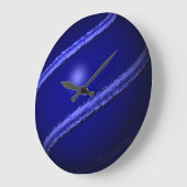 Grande Horloge Ronde Globe de la ligne bleue mince (Angle)