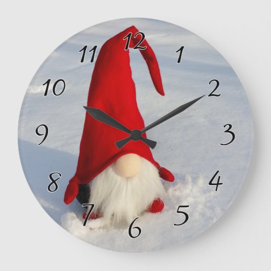Grande Horloge Ronde Gnome de Noël scandinave (Recto)