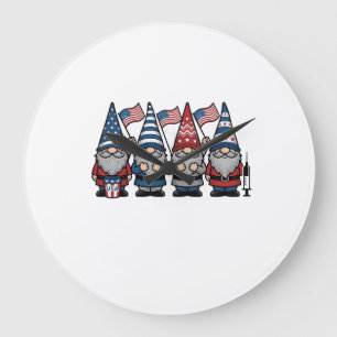 Grande Horloge Ronde Gnome infirmière patriotique Gravure vintage vecto