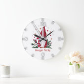 Grande Horloge Ronde Gnome Pine Tree Branches Stars Christmas (Maison)