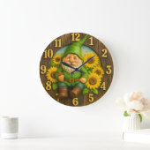 Grande Horloge Ronde Gnome Sunshine Elf Garden Clock (Maison)