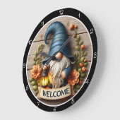 Grande Horloge Ronde Gnome Welcome Wall Decor (Angle)