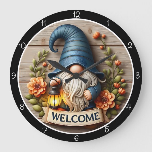 Grande Horloge Ronde Gnome Welcome Wall Decor (Recto)