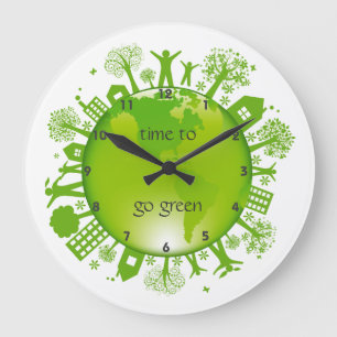 Grande Horloge Ronde Go Green Ecology Design Wall Clock