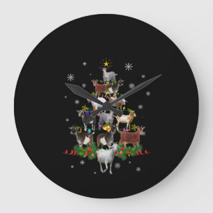 Grande Horloge Ronde Goat Christmas Tree Snow Goat Xmas