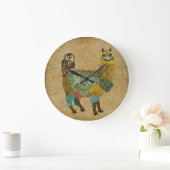 Grande Horloge Ronde Gold Alpaca & Teal Owl Wall Clock (Maison)