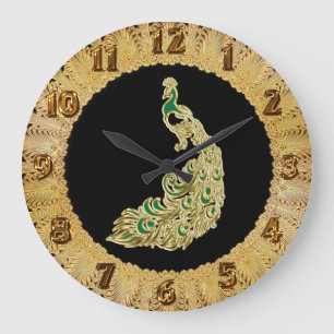 Grande Horloge Ronde Gold and green peacock glimmering brightly