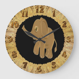 Grande Horloge Ronde Gold baby elephant looking into the sky