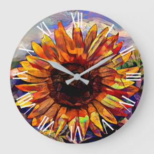 Grande Horloge Ronde Gold Big Sunflower Elegance Collection