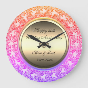 Grande Horloge Ronde Gold Diamond Ombre 50e anniversaire Mariage