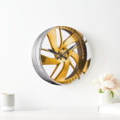 Grande Horloge Ronde Gold et Chrome (Maison)