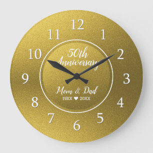 Grande Horloge Ronde Gold Glitter Golden 50th Wedding Anniversary