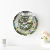 Grande Horloge Ronde Gold Metallic Faux Stone Gem Clock (Maison)