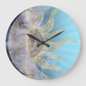Grande Horloge Ronde Gold Moon Sun Mandala Celestial Design (Recto)