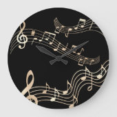 Grande Horloge Ronde Gold Music Notes sur Black Medium (Recto)
