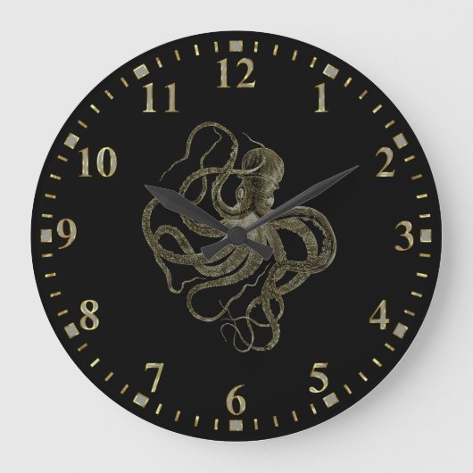 Grande Horloge Ronde Gold octopus on black (Recto)