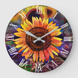 Grande Horloge Ronde Gold Shining Sunflower Elegance Collection
