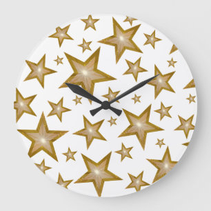 Grande Horloge Ronde "Gold" Stars clock round white