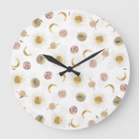 Gold Sun Moon Planètes Space Illustration blanche