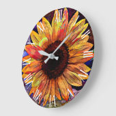 Grande Horloge Ronde Gold Sunflower Elegant Collection (Angle)