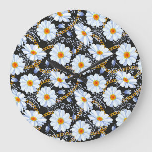 Grande Horloge Ronde Golden Baroque : Floral Chain Texture