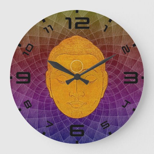 Grande Horloge Ronde Golden Buddha Zen Mandala Wall Clock (Recto)