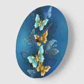 Grande Horloge Ronde Golden butterflies (Angle)