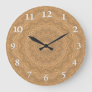 Grande Horloge Ronde Golden mandala. "Golden Sand". 