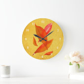 Grande Horloge Ronde Golden Orange Auto Fall leaf moderne (Maison)