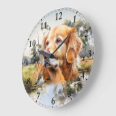 Grande Horloge Ronde Golden Retriever (Angle)