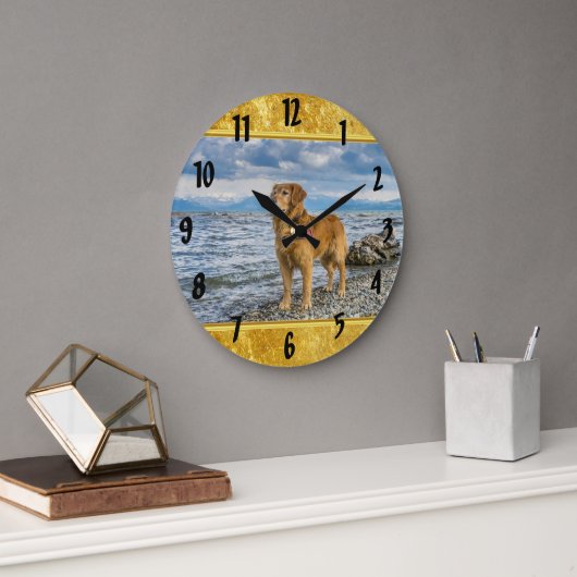 Grande Horloge Ronde Golden Retriever (Bureau)