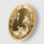 Grande Horloge Ronde Golden Wedding Anniversary Customizable Photo Gift (Angle)