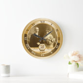 Grande Horloge Ronde Golden Wedding Anniversary Customizable Photo Gift (Maison)