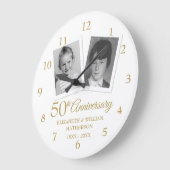 Grande Horloge Ronde Golden Wedding Anniversary Your Childhood Photos (Angle)