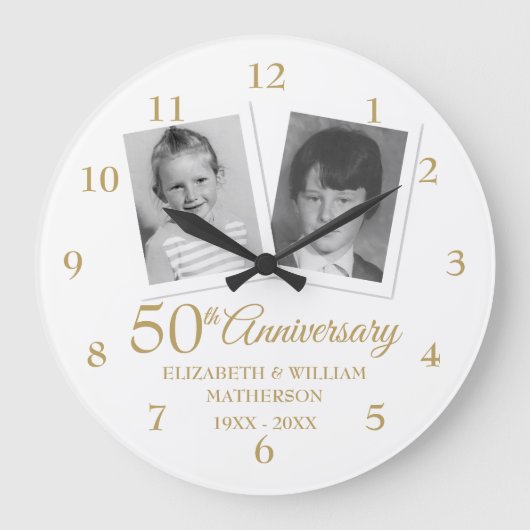 Grande Horloge Ronde Golden Wedding Anniversary Your Childhood Photos (Recto)