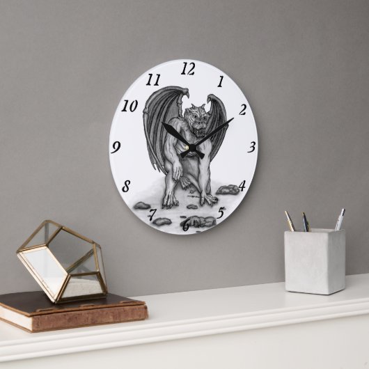 Grande Horloge Ronde Golem Gargoyle (Bureau)