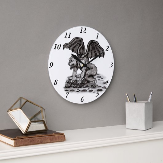 Grande Horloge Ronde Golem Gargoyle (Bureau)