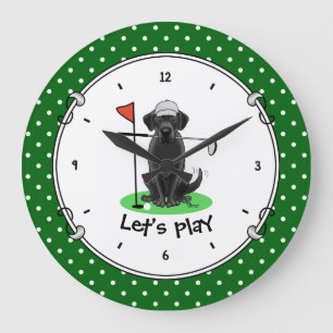 Grande Horloge Ronde Golf Black Labrador Retriever Dog - mignonne