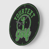 Grande Horloge Ronde Golf personnalisé AJOUTER NOM Retro Pro Golfer Swi (Angle)