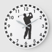 Grande Horloge Ronde Golfeur noir en silhouette (Recto)
