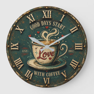 Grande Horloge Ronde Good Days Start with Coffee