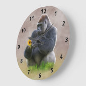 Grande Horloge Ronde Gorille et marguerite jaune (Angle)