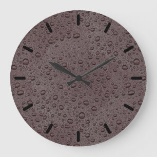 Grande Horloge Ronde gouttelettes d'eau marron