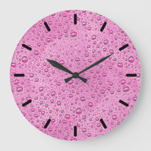 Grande Horloge Ronde gouttelettes d'eau roses chaudes