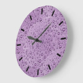 Grande Horloge Ronde gouttelettes d'eau violette (Angle)