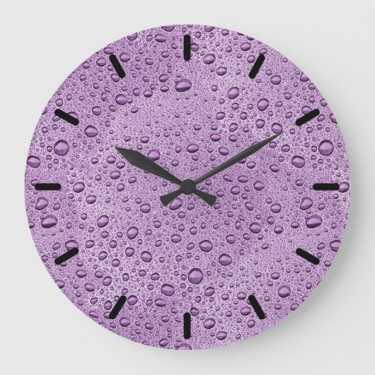 Grande Horloge Ronde gouttelettes d'eau violette (Recto)