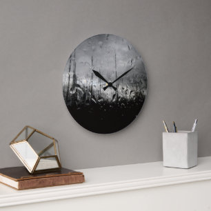 Grande Horloge Ronde gouttes d'eau noir et blanc cool