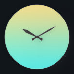 Grande Horloge Ronde Gradient de Pastel Turquoise<br><div class="desc">A simple ground consis ting of a gradient of yellow to teal.</div>