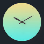 Grande Horloge Ronde Gradient de Pastel Turquoise<br><div class="desc">A simple ground consis ting of a gradient of yellow to teal.</div>