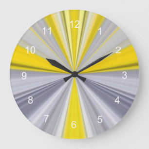 Grande Horloge Ronde Gradient moderne Conical Stripe Yellow Gray